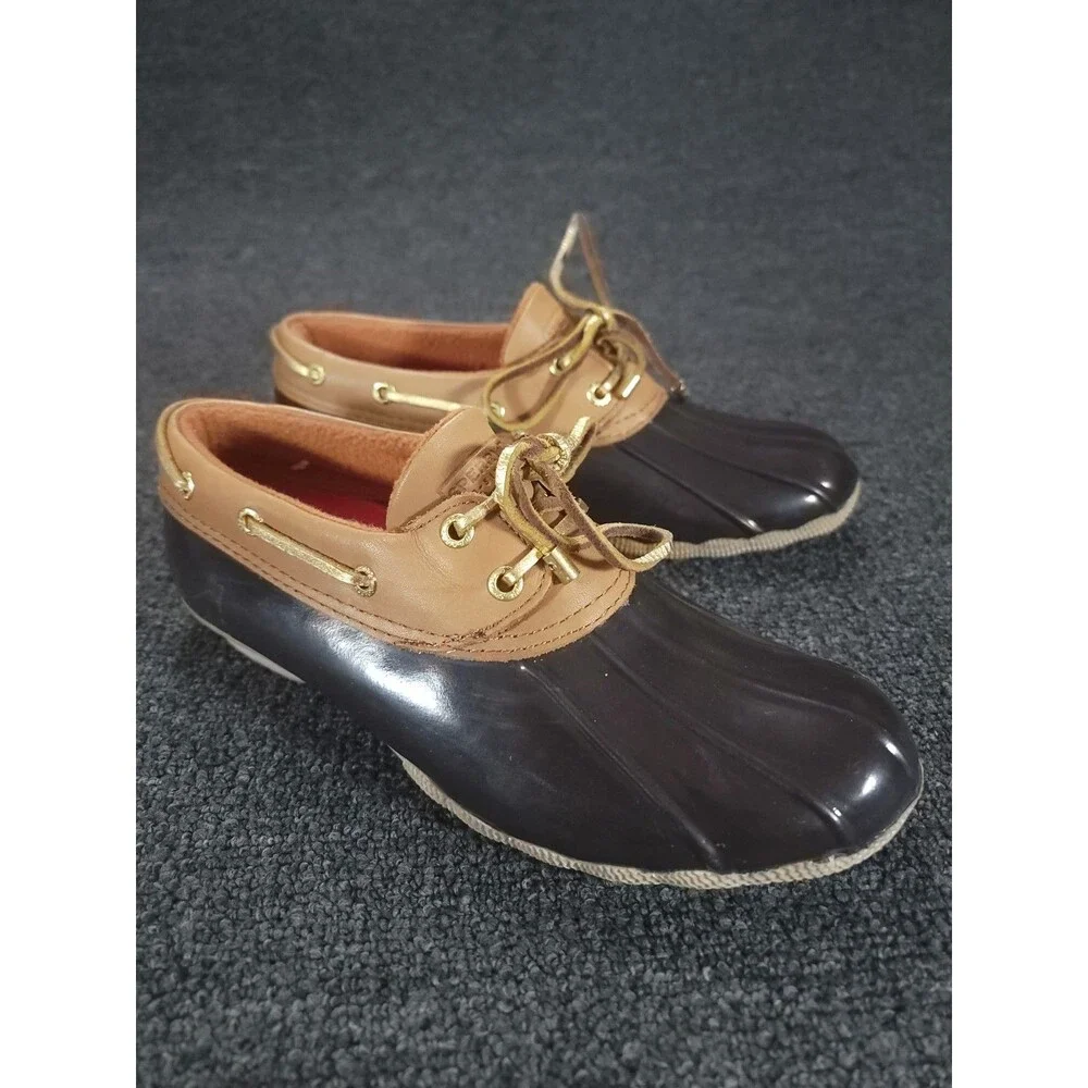 Sperry Saltwater Waterproof Duck Boots Womens Size 8.5 Rain Leather Rubber Shoes